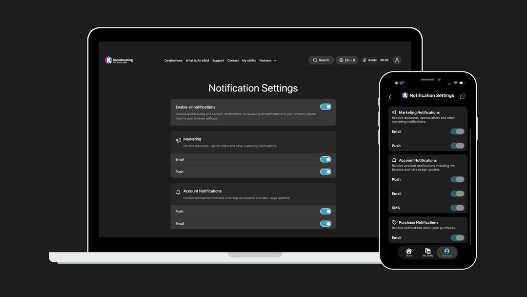 Why should you turn on eSIM notifications while traveling?